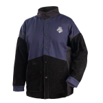 BSX® FR Cotton & Cowhide Hybrid Welding Jacket, Navy & Black JH1016-NB